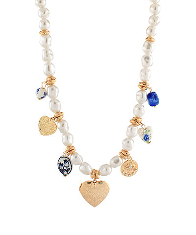 Elegant Heart Locket Pearl Necklace