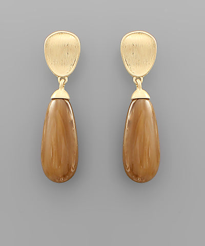 Brown Acrylic Teardrop Earrings