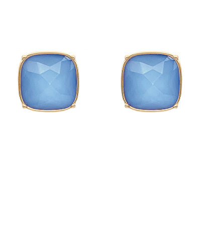 Blue Square Jewel Studs