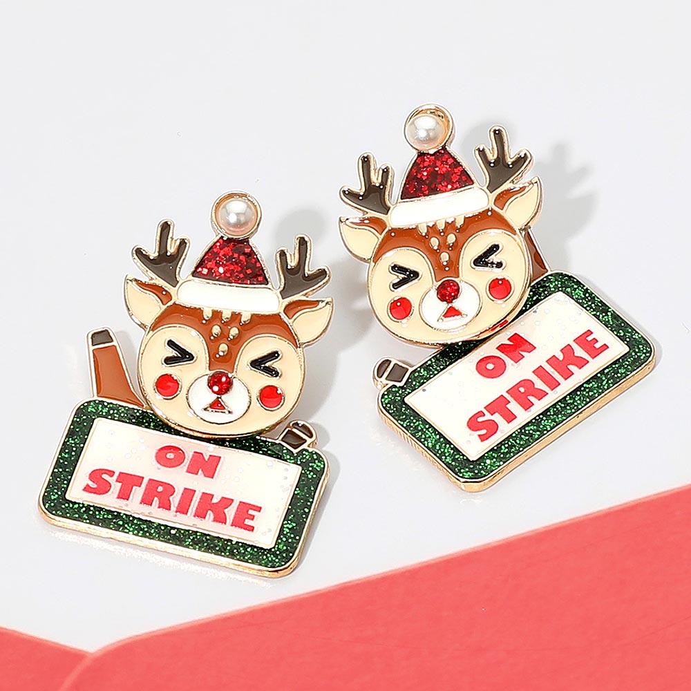 Reindeer “ On Strike ” Earrings