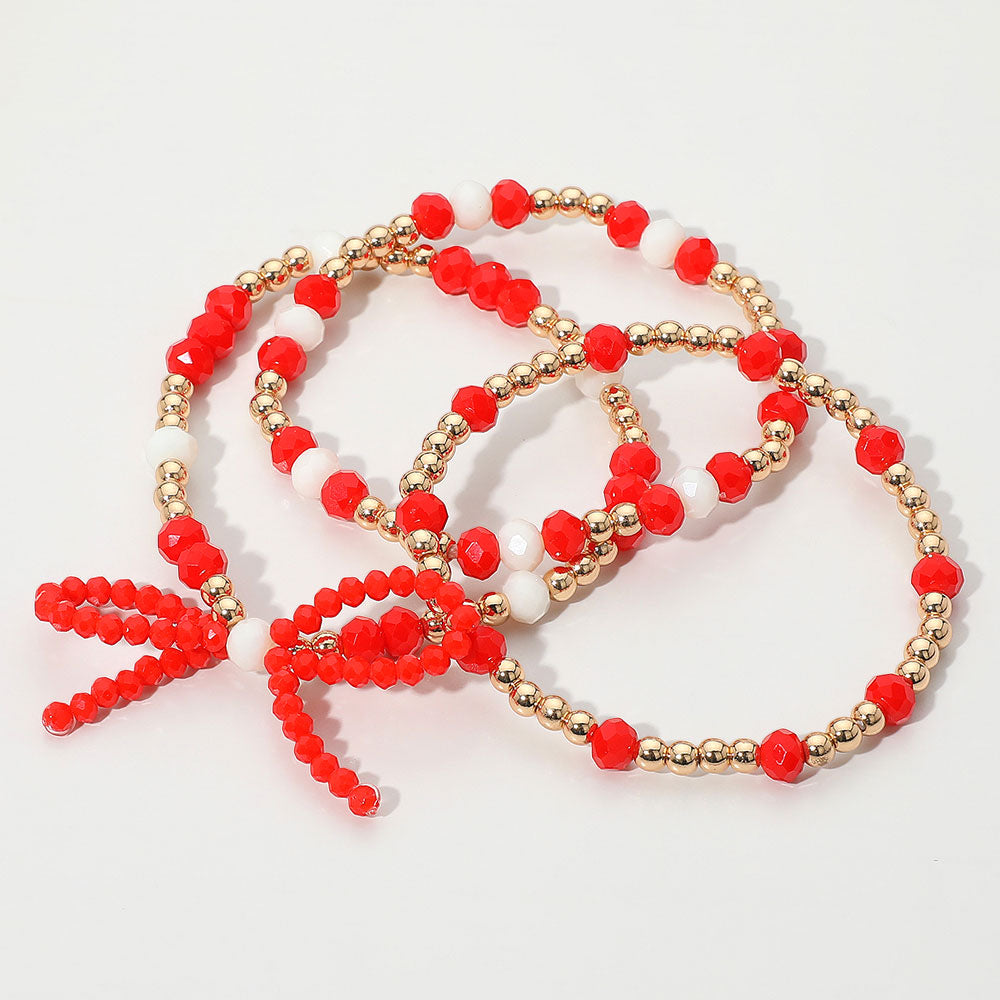 Red & White Game Day Bracelet Set