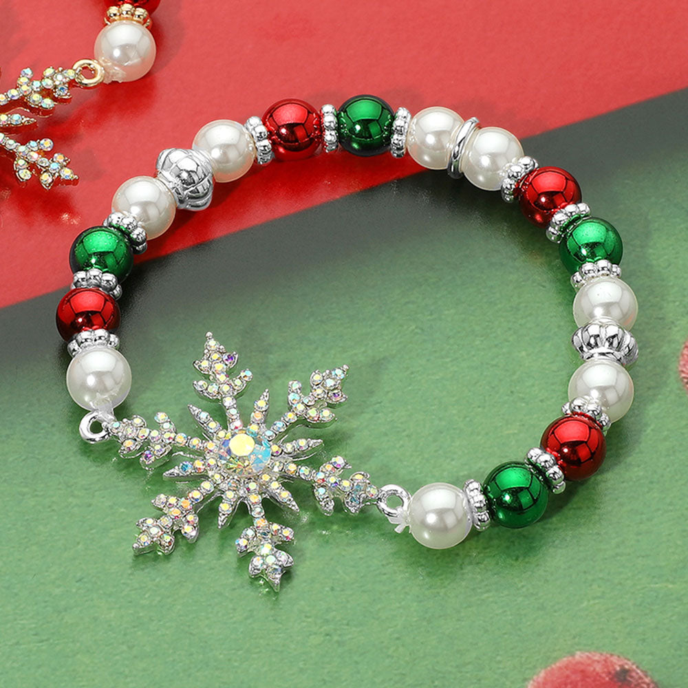 Rhinestone Snowflake Beaded Bracelet