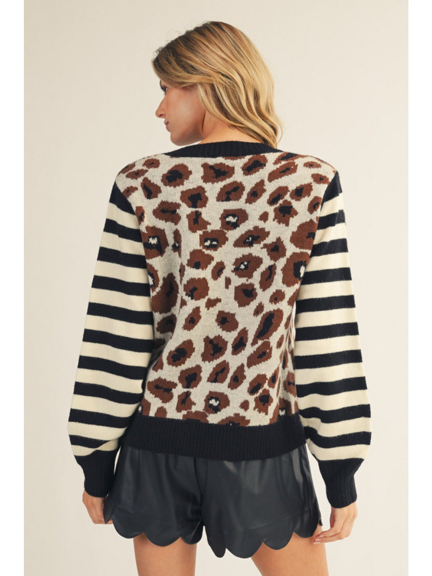Leopard & Stripe Mixed Sweater