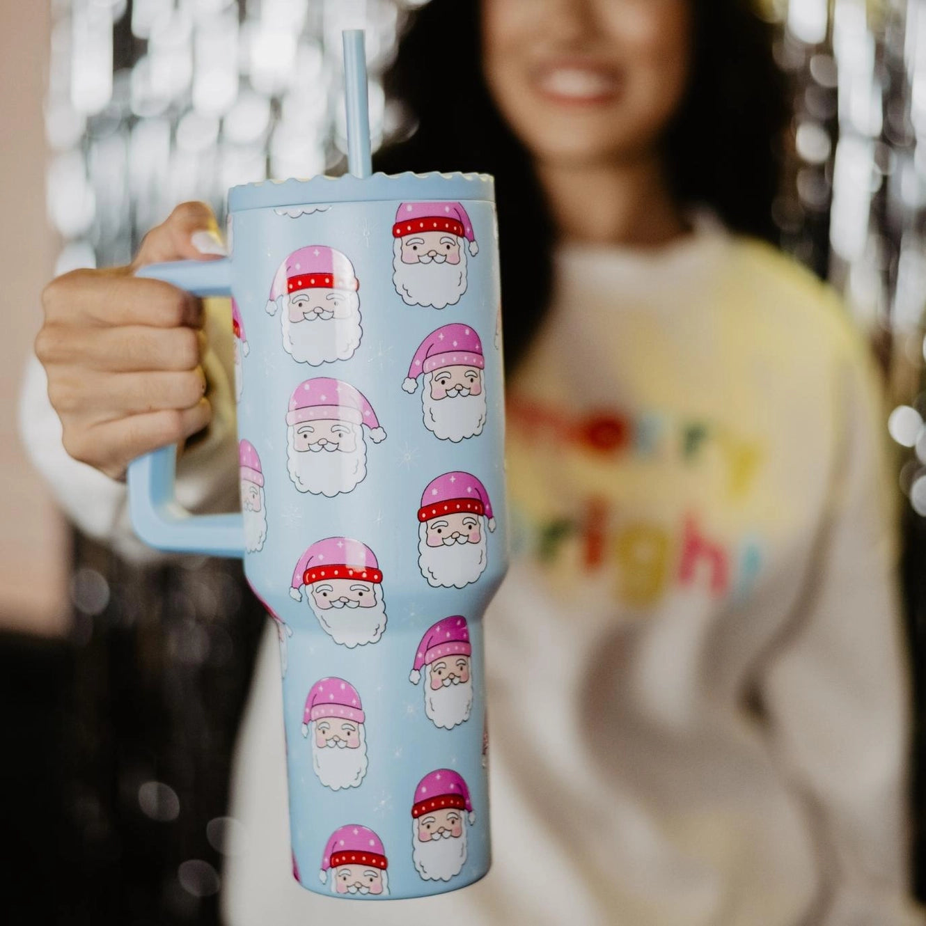 Katydid Pink Santa Tumbler