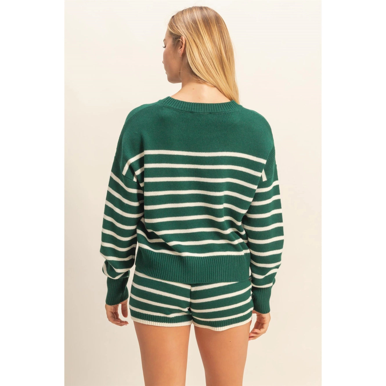 Dark Green & Cream Striped Set