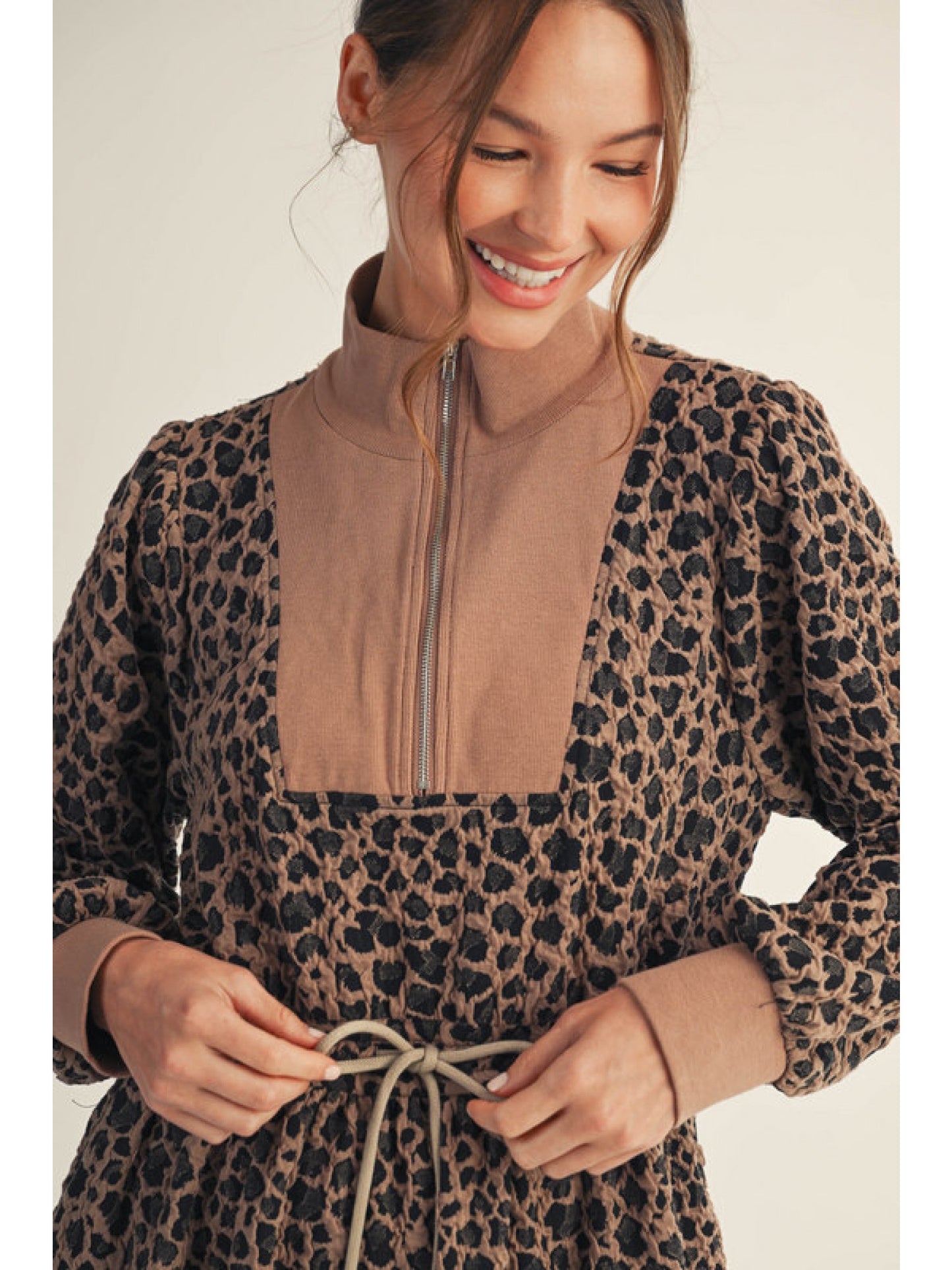 Mocha Leopard Long Sleeve Dress