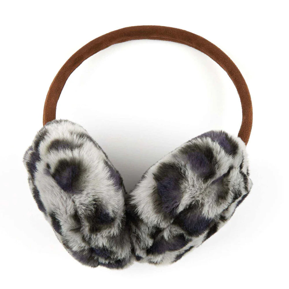 Gray Leopard Print Earmuffs