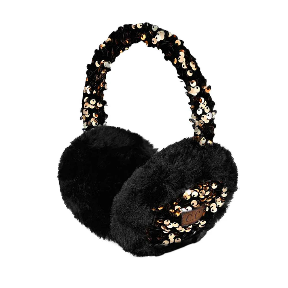 CC Black & Gold Sequin Earmuffs