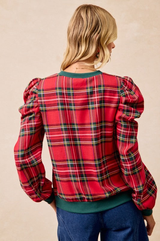 Christmas Plaid Long Sleeve Top