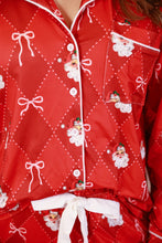 Load image into Gallery viewer, Santa Signature Bow Ruffle Pajama Set