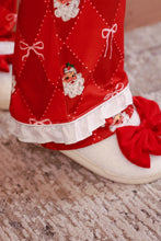 Load image into Gallery viewer, Santa Signature Bow Ruffle Pajama Set