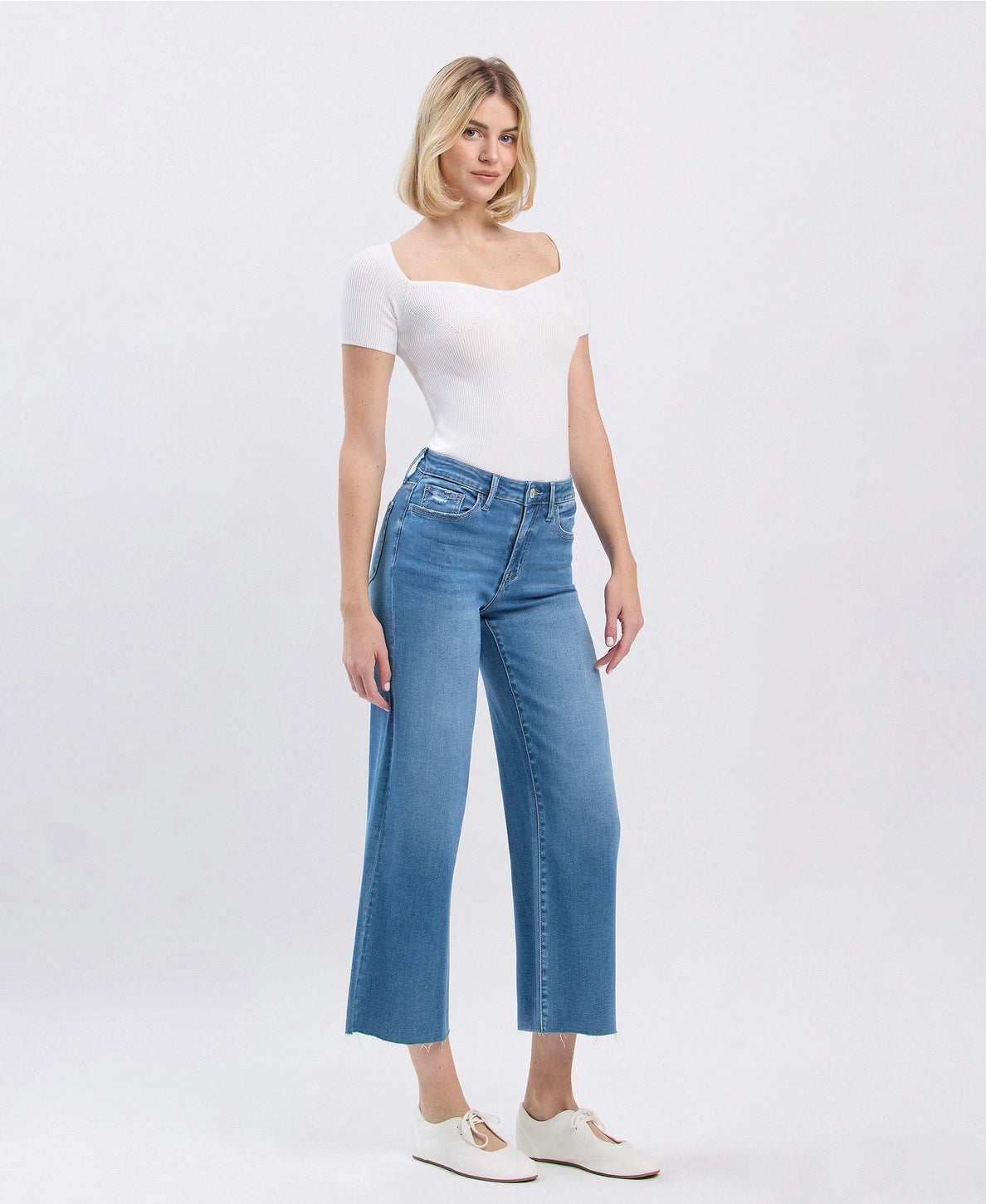 Vervet Right High Rise Crop Slim Wide Jeans
