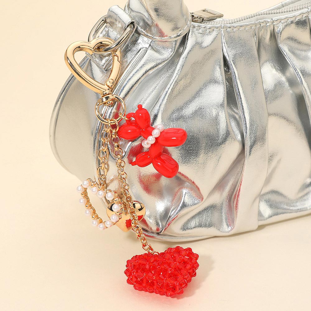 Balloon Dog & Heart Charms Bag Charm