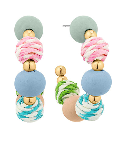 Multicolor Rattan & Wood Beaded Hoops