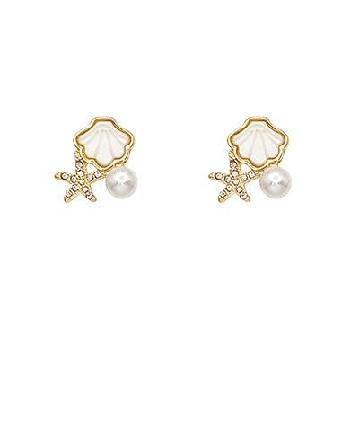 Starfish, Shell, & Pearl Earrings