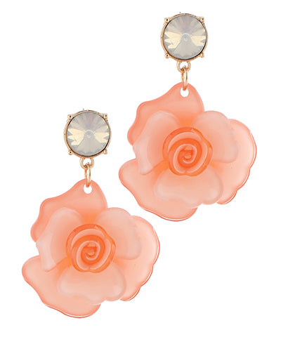 Peach Rose Drop Earrings