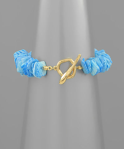 Aqua Blue Shell Beaded Bracelet