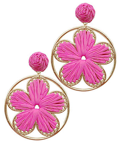 Raffia Flower Earrings