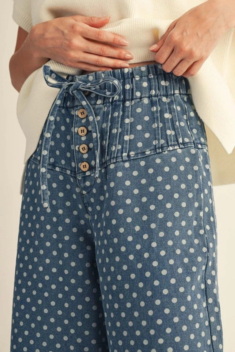 Dotted Denim Darling Pants