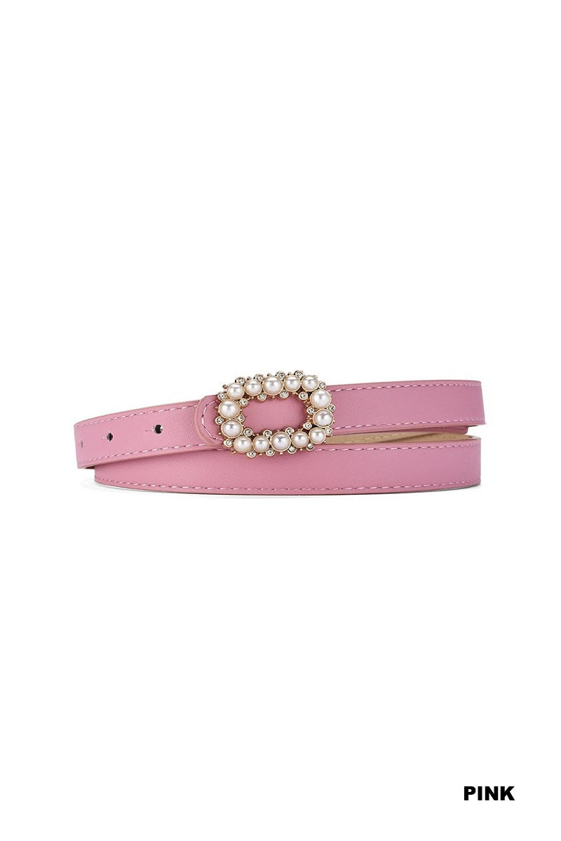 Pink Pearl Buckle Belt