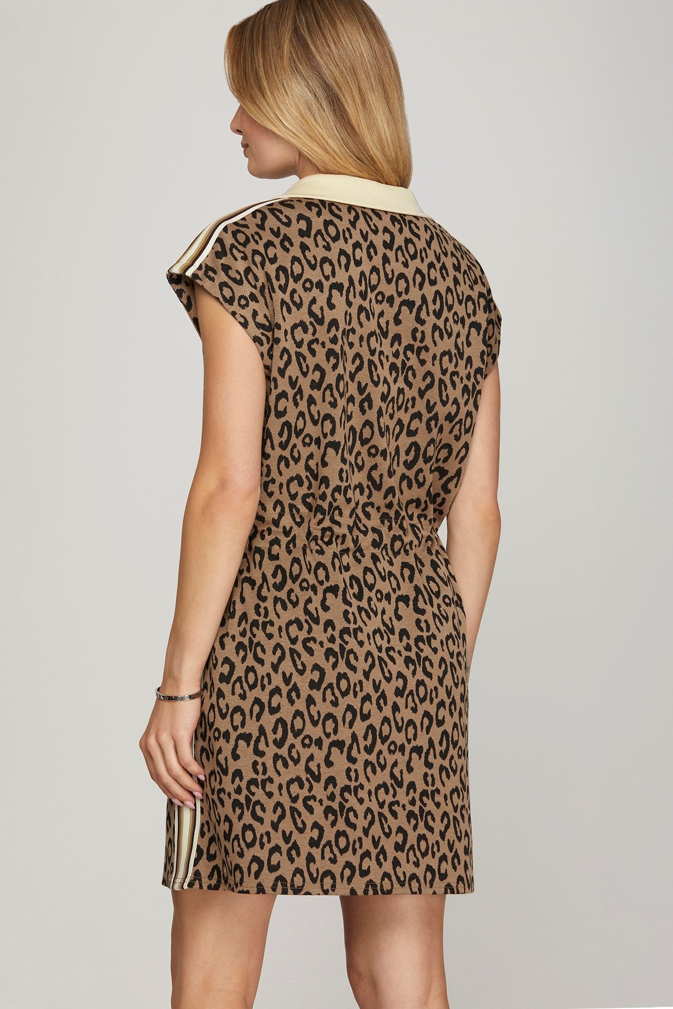 Leopard Print Half-Zip Mini Dress