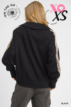 Load image into Gallery viewer, Black Luxeknit Pullover w/ Leopard Trim