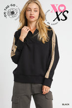 Load image into Gallery viewer, Black Luxeknit Pullover w/ Leopard Trim