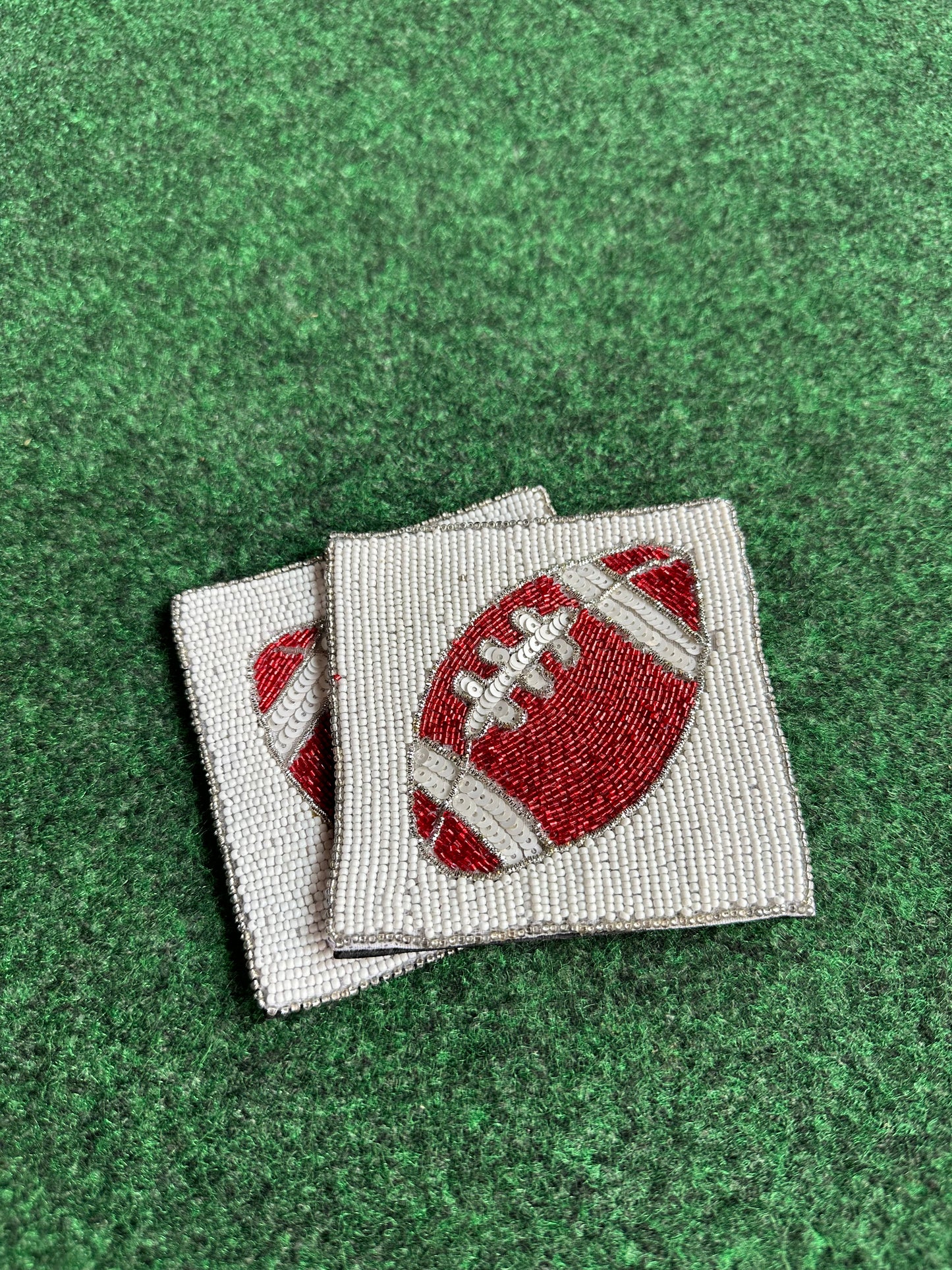 Red & White Football coaster