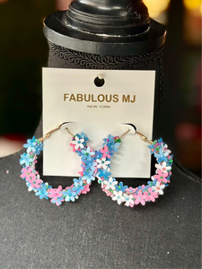 Pink & Blue Floral Hoops