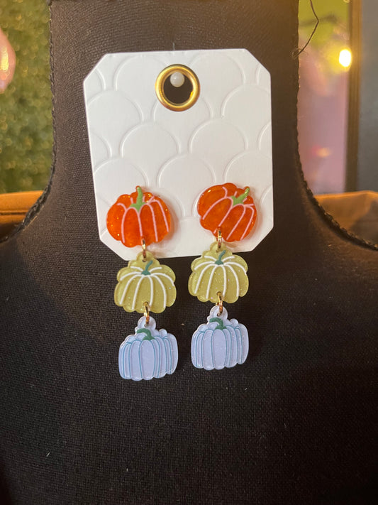 Three Tier Pumpkin Drop Earrings