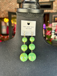 Light Green Triple Ball Drop Earrings