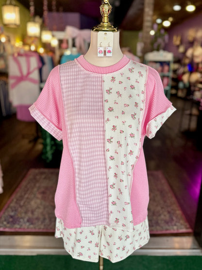 Pink Gingham Blossoms Set