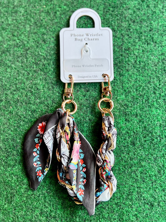 Floral Scarf Phone Wristlet / Bag Charm