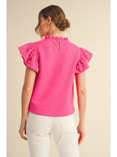 Load image into Gallery viewer, Hot Pink Textured &amp; Pearl Embellished Top
