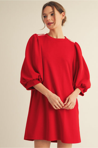 Red Puff Sleeve Dress