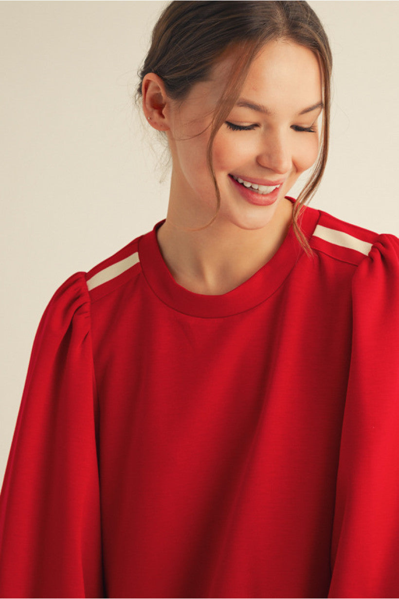 Red Puff Sleeve Dress