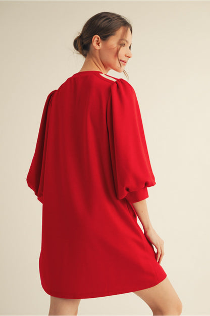 Red Puff Sleeve Dress