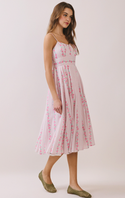 Radiant Rose Garden Midi Dress