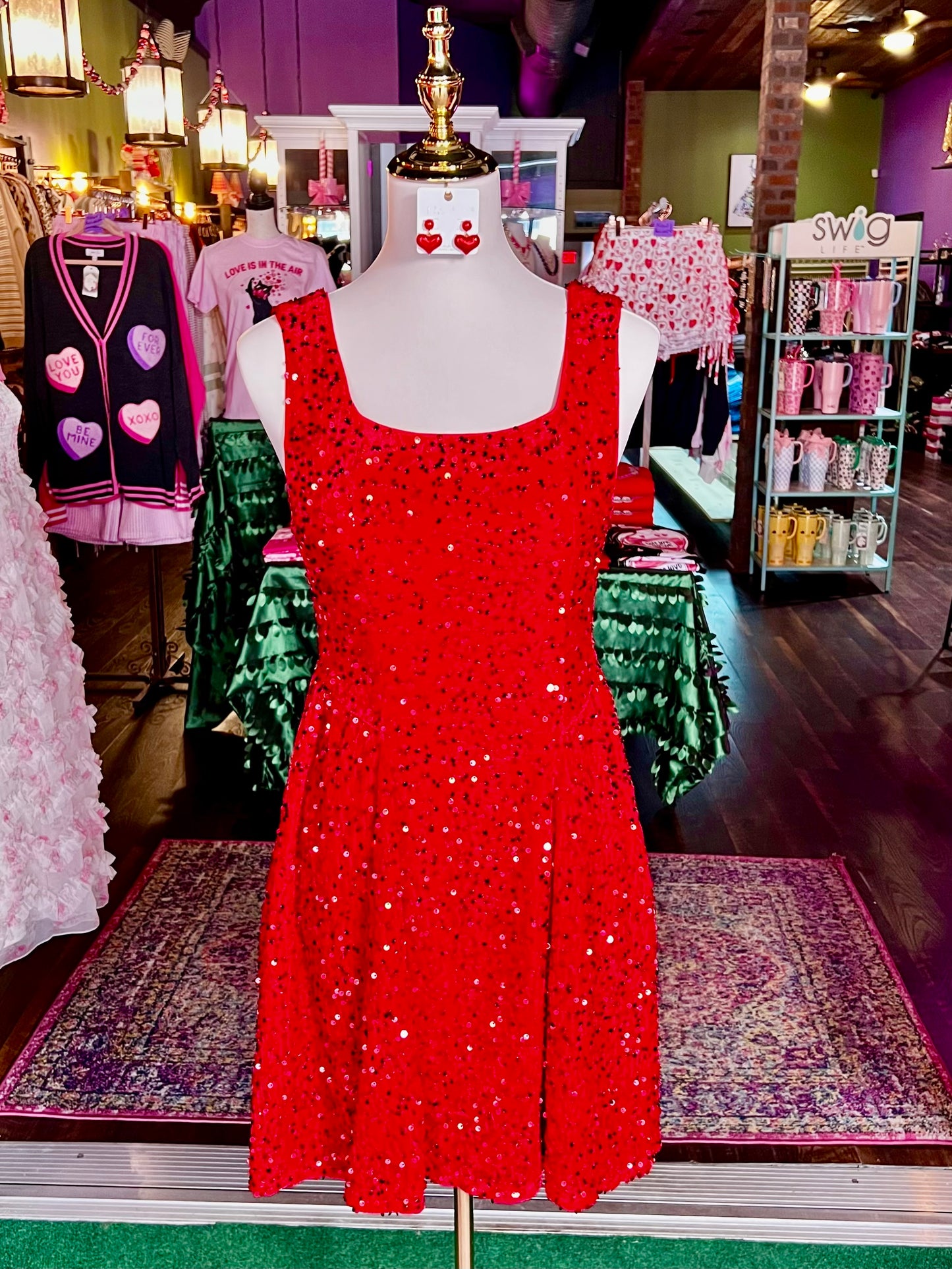 Red Sequin Sleeveless Mini Dress