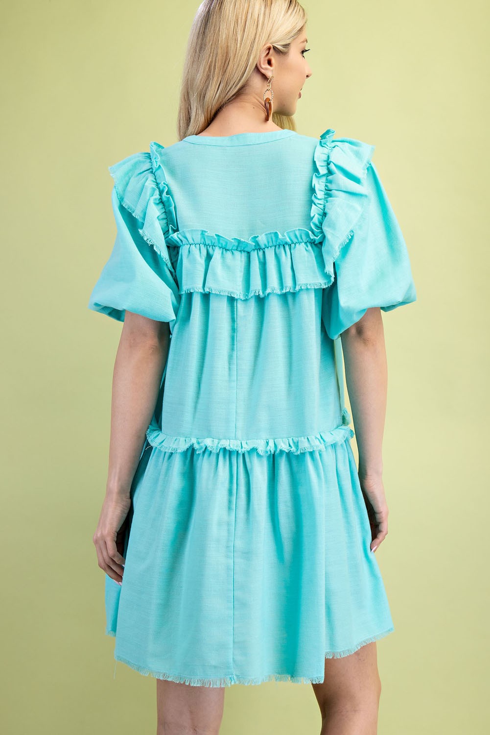 Turquoise Half Sleeve Button Up Dress
