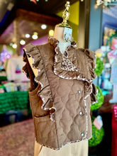 Load image into Gallery viewer, Espresso Sleeveless Ruffle Detail Quilted Vest
