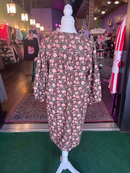 Brown Floral Babydoll Dress