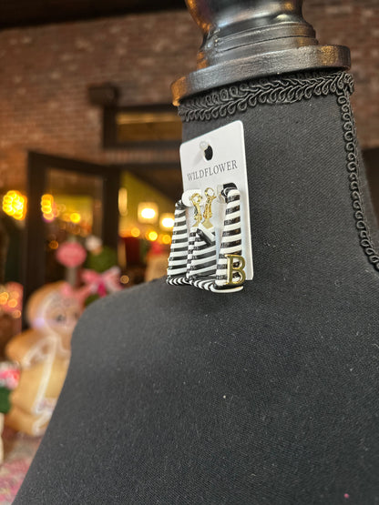 Black striped Barbie earrings