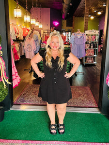 Black Luxeknit Button-Down Mini Dress