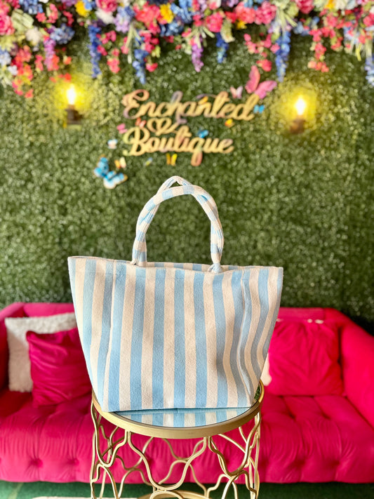 Blue & White Striped Terry Tote Bag