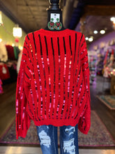 Load image into Gallery viewer, Red Sequin Stipe Sweater
