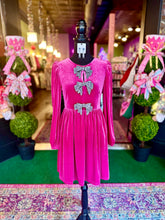 Load image into Gallery viewer, Hot Pink Velvet Long Sleeve Dress
