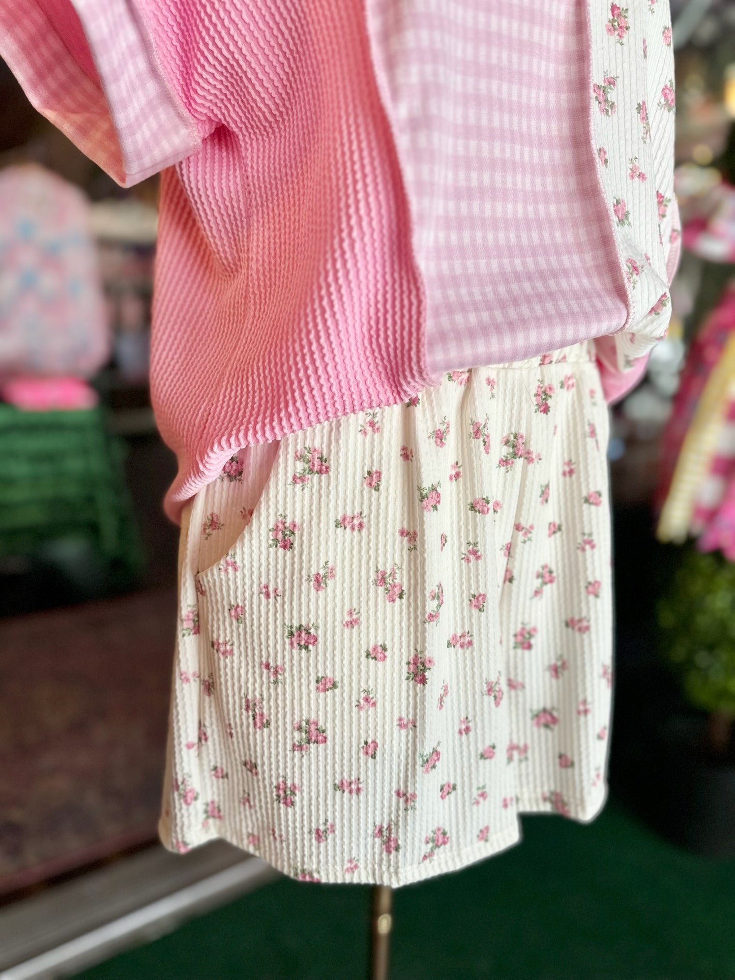 Pink Gingham Blossoms Set