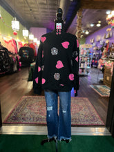 Load image into Gallery viewer, Black French Terry Pullover w/ Sequin hearts &amp; Roses

