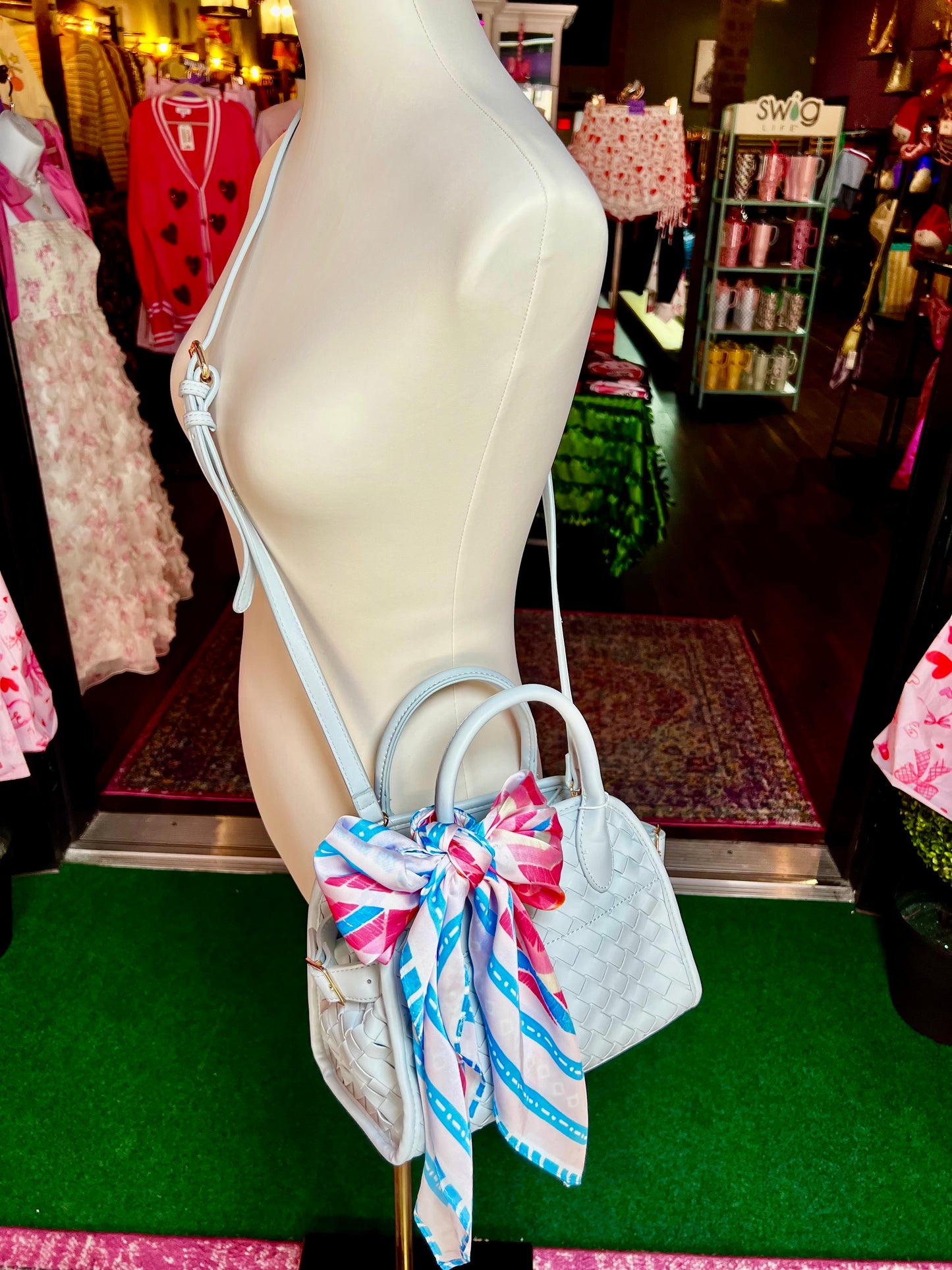 Kristie Ice Blue Woven Crossbody / Satchel
